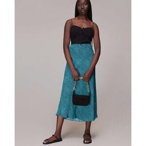 Whistles Womens Daisy Wave Bias Cut Midi Skirt Flattering Lightweight Side Zip 8